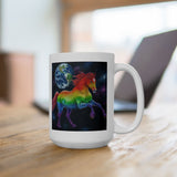 Rainbow Horse Flying Thru The Universe Protecting The Earth | White Ceramic Mug 11oz and 15oz