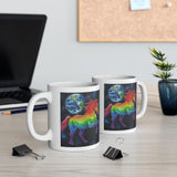 Rainbow Horse Flying Thru The Universe Protecting The Earth | White Ceramic Mug 11oz and 15oz