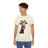 Shocked Screaming Cartoon Goat T-Shirt - Funny Cartoon Goat Tee - Unisex Shirt in 15 Colors - Farm Animal Humor Gift Idea
