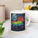 Rainbow Horse Flying Thru The Universe Protecting The Earth | White Ceramic Mug 11oz and 15oz