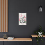 Love-Themed 16x24 Canvas Wall Art - Adorable Bunny Rabbits Cuddling Together with Tulips - 'Forever Together' Romantic Gift Décor