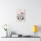 Love-Themed 16x24 Canvas Wall Art - Adorable Bunny Rabbits Cuddling Together with Tulips - 'Forever Together' Romantic Gift Décor