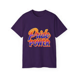 Pride Power T-Shirt | Retro Gradient LGBTQ+ Shirt | Bold Empowerment Graphic Tee | Gay Pride Festival Unisex Top