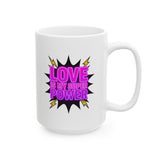 Love Is My Super Power Mug - Inspirational Quote Coffee Cup, Superhero Valentine Gift for Her Him, Motivational 11oz 15oz