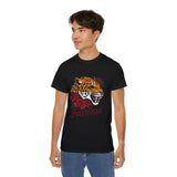Fearless Jaguar T-Shirt - Wild Animal Graphic Tee with Roses, Bold Big Cat Design, Leopard Shirt for Men Women Streetwear