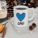 Hand-Drawn Blue Heart Dad Coffee Mug 11oz/15oz - Perfect Father's Day Gift, Birthday Surprise, or Christmas Present for Him