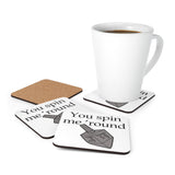 You Spin Me 'round | Hanukkah Dreidel Game | 4 piece Corkwood Coaster Set