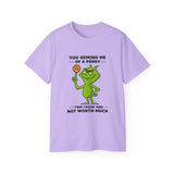 Funny Sarcastic Grinch-Inspired T-Shirt | Two-Faced Penny Joke Tee | Green Monster Graphic | Unisex Gift for Men & Women