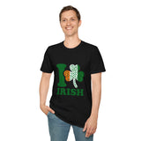 I Love Irish Shamrock T-Shirt, St Patrick's Day Shirt, Irish Pride Clover Graphic Tee, Unisex Black Gift for Men Women Adults