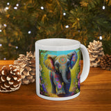 Rainbow Elephant In The Forrest | Elephant Lovers Gift | White Ceramic Mug 11oz and 15oz