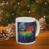 Rainbow Horse Flying Thru The Universe Protecting The Earth | White Ceramic Mug 11oz and 15oz