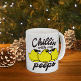 Chillin' With My Peeps | Mah-Jongg, Chicks, Marshmallow | White Ceramic Novelty 11/15oz Mug