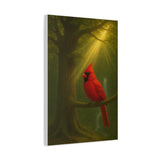 Radiant Red Cardinal in Enchanted Forest - Sunlight Through Majestic Oak Tree - 16x24 Nature Canvas Wall Art for Home Décor