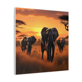 African Elephant Sunset Canvas Wall Art – Safari Wildlife Print for Home Decor, Nature Animal Painting, Living Room Artwork