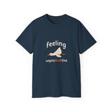 Funny Duck T-Shirt - Feeling UnproDUCKtive Graphic Tee, Cute Animal Pun Shirt, Humor Gift for Bird Lovers, Men Women Casual Wear