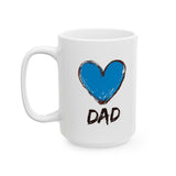 Hand-Drawn Blue Heart Dad Coffee Mug 11oz/15oz - Perfect Father's Day Gift, Birthday Surprise, or Christmas Present for Him