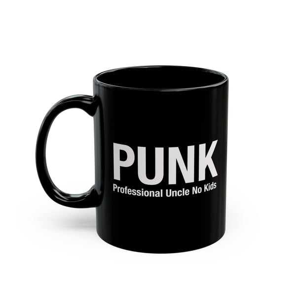 PUNK Professional Uncle No Kids  | Funny Gift for Uncles, Unique Uncle Coffee Mug | Black Ceramic Novelty Mug 11/15oz