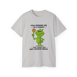 Funny Sarcastic Grinch-Inspired T-Shirt | Two-Faced Penny Joke Tee | Green Monster Graphic | Unisex Gift for Men & Women