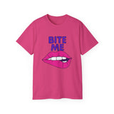 Playful Graphic Tee, "Bite Me" Funny T-Shirt, Unisex Cotton Tee, Casual Wear, Gift for Him or Her, Statement Shirt