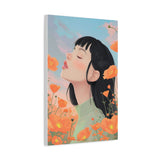 Dreamy Girl in Poppy Field Wall 16x24 Art Print - Aesthetic Floral Portrait Poster, Soft Pastel Decor, Modern Feminine Room Art