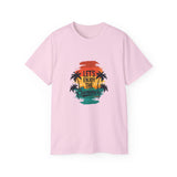 Let’s Enjoy The Summer T-Shirt - Retro Sunset Palm Tree Graphic Tee - Beach Vacation Shirt - Summer Vibes Gift for Men & Women