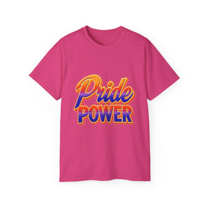 Pride Power T-Shirt | Retro Gradient LGBTQ+ Shirt | Bold Empowerment Graphic Tee | Gay Pride Festival Unisex Top