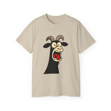 Shocked Screaming Cartoon Goat T-Shirt - Funny Cartoon Goat Tee - Unisex Shirt in 15 Colors - Farm Animal Humor Gift Idea