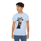 Shocked Screaming Cartoon Goat T-Shirt - Funny Cartoon Goat Tee - Unisex Shirt in 15 Colors - Farm Animal Humor Gift Idea