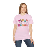 Mother's Day Flower MOMMA T-Shirt - Cute Colorful Floral Tee for Mom, Mama, Mommy Gift, Spring Boho Shirt, Women's Graphic Top