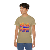 Pride Power T-Shirt | Retro Gradient LGBTQ+ Shirt | Bold Empowerment Graphic Tee | Gay Pride Festival Unisex Top