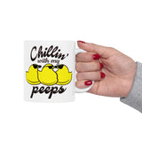 Chillin' With My Peeps | Mah-Jongg, Chicks, Marshmallow | White Ceramic Novelty 11/15oz Mug