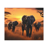 African Elephant Sunset Canvas Wall Art – Safari Wildlife Print for Home Decor, Nature Animal Painting, Living Room Artwork
