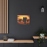 African Elephant Sunset Canvas Wall Art – Safari Wildlife Print for Home Decor, Nature Animal Painting, Living Room Artwork