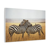 Safari Zebra Canvas Wall Art 24x16 - Wildlife Photography with Bird on Back, African Animal Print, Rustic Modern Wall Decor