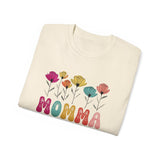 Mother's Day Flower MOMMA T-Shirt - Cute Colorful Floral Tee for Mom, Mama, Mommy Gift, Spring Boho Shirt, Women's Graphic Top