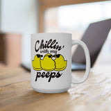 Chillin' With My Peeps | Mah-Jongg, Chicks, Marshmallow | White Ceramic Novelty 11/15oz Mug