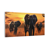 African Elephant Sunset Canvas Wall Art – Safari Wildlife Print for Home Decor, Nature Animal Painting, Living Room Artwork