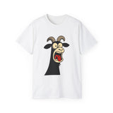 Shocked Screaming Cartoon Goat T-Shirt - Funny Cartoon Goat Tee - Unisex Shirt in 15 Colors - Farm Animal Humor Gift Idea