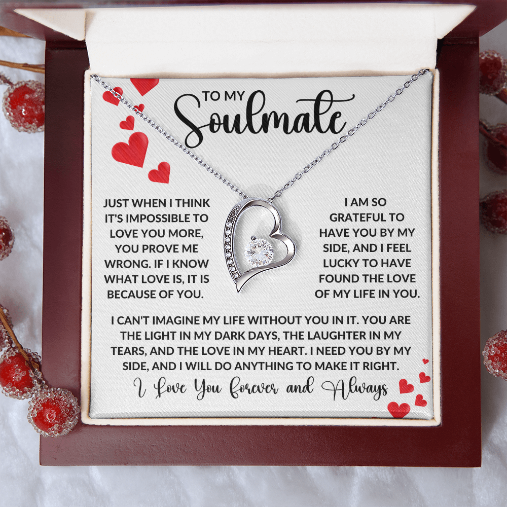 To My Soulmate  | Forever Love Necklace | Girlfriend, Soulmate, Wife, BFF, Anniversary, Valentine's Day, Birthday, Christmas Necklace Gift