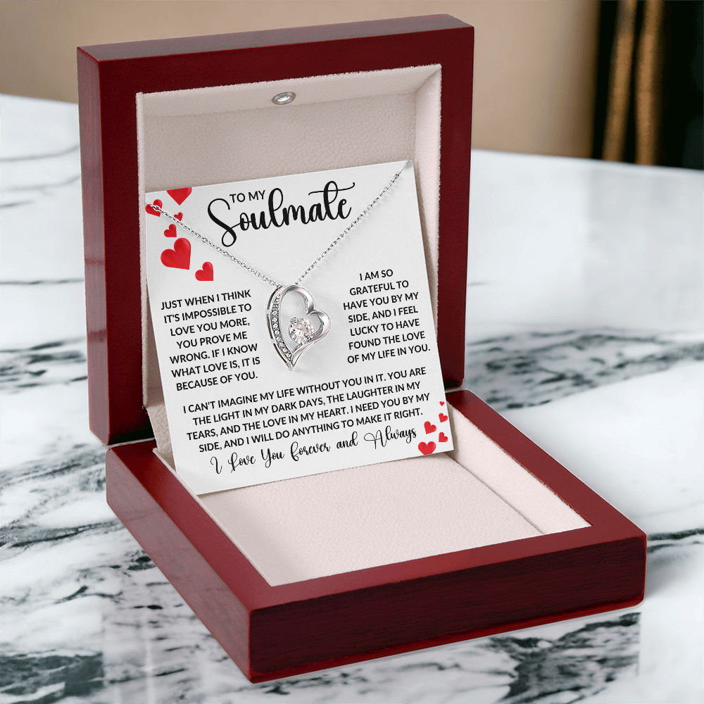 To My Soulmate  | Forever Love Necklace | Girlfriend, Soulmate, Wife, BFF, Anniversary, Valentine's Day, Birthday, Christmas Necklace Gift