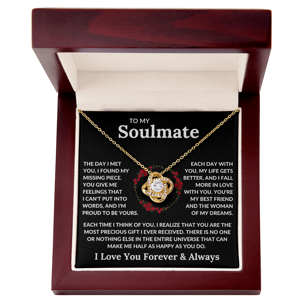 To My Soulmate | Love Knot Necklace | Soulmate, Girlfriend, Wife, BFF, Anniversary, Valentine's Day, Birthday, Christmas Necklace Gift