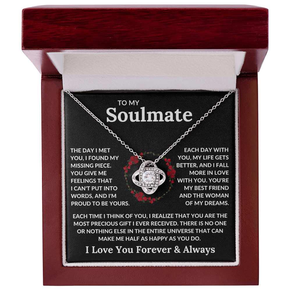 To My Soulmate | Love Knot Necklace | Soulmate, Girlfriend, Wife, BFF, Anniversary, Valentine's Day, Birthday, Christmas Necklace Gift