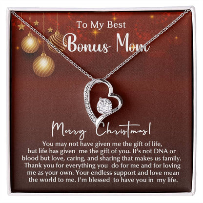 Merry Christmas Bonus Mom!!! | Forever Love Necklace | Message Card Jewelry
