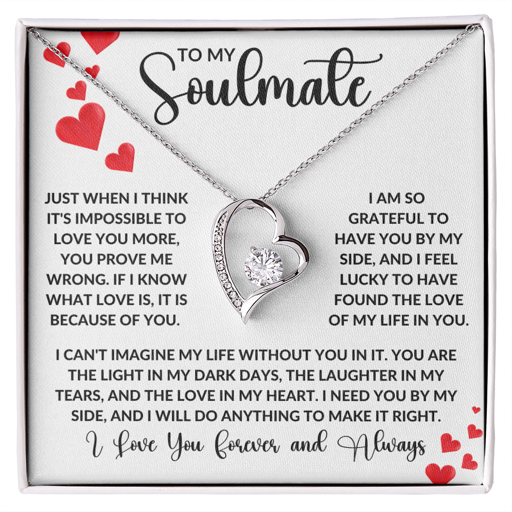 To My Soulmate  | Forever Love Necklace | Girlfriend, Soulmate, Wife, BFF, Anniversary, Valentine's Day, Birthday, Christmas Necklace Gift