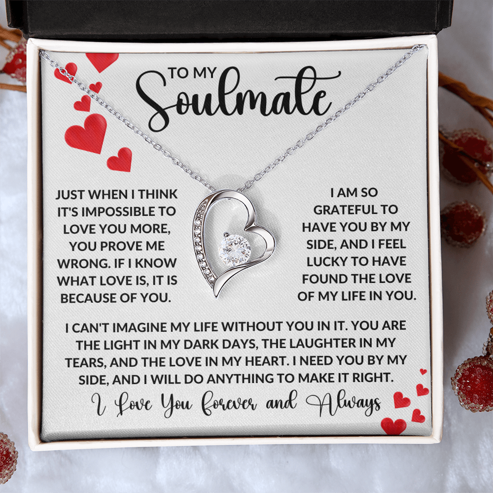 To My Soulmate  | Forever Love Necklace | Girlfriend, Soulmate, Wife, BFF, Anniversary, Valentine's Day, Birthday, Christmas Necklace Gift