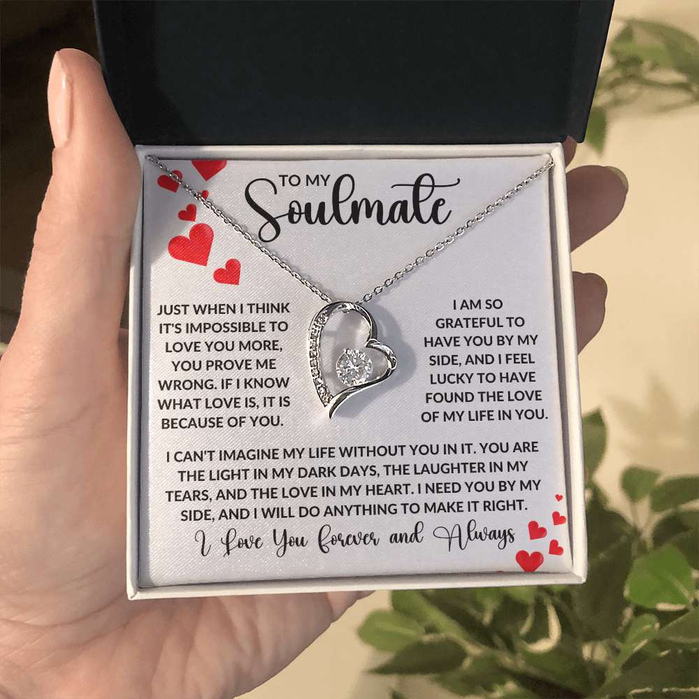 To My Soulmate  | Forever Love Necklace | Girlfriend, Soulmate, Wife, BFF, Anniversary, Valentine's Day, Birthday, Christmas Necklace Gift