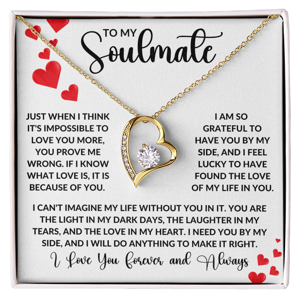 To My Soulmate  | Forever Love Necklace | Girlfriend, Soulmate, Wife, BFF, Anniversary, Valentine's Day, Birthday, Christmas Necklace Gift