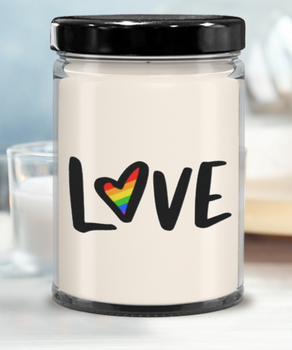Love | 9/16 oz Soy Scented Candle | LGBT, Gay, Pride, Rainbow Gift