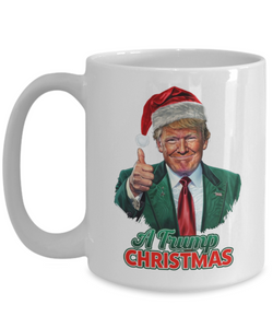 A Trump Christmas | MAGA, Fake News, American First, The Swamp | 11/15 oz White Ceramic Novelty Mug