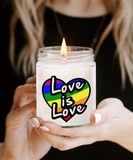 Love Is Love | 9/16 oz Scented Soy Rainbow Candle Gift